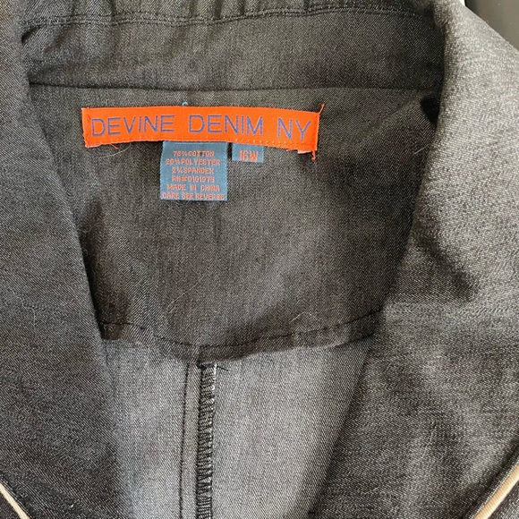 Devine Denim NY Womans Charcoal Gray Swirl Jacket Size 16W Rhinestone Zip Plus - Picture 7 of 9